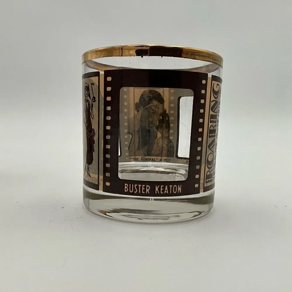 Set Of 6 ROARING TWENTIES Silent Film Actors Whiskey Glasses
